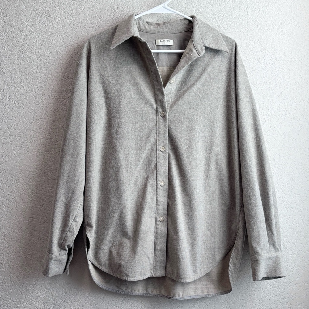 Babaton Relaxed Button-Down Shirt in Light Gray